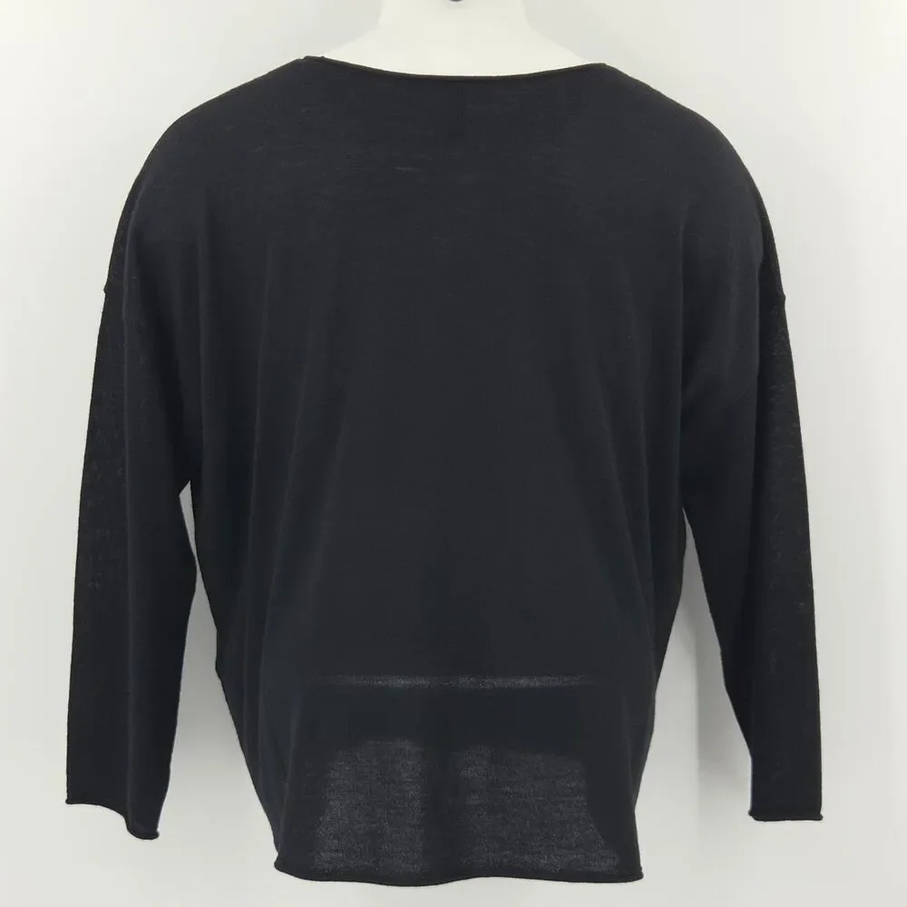 Eileen Fisher Merino Wool Sweater Box Top Womens Size XL Black Fall Winter Soft - Picture 3 of 7